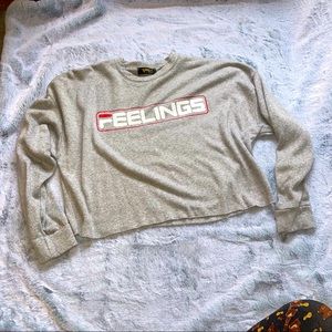 Queen Bees “Feelings” Crop Long Sleeve Sweater - Size M